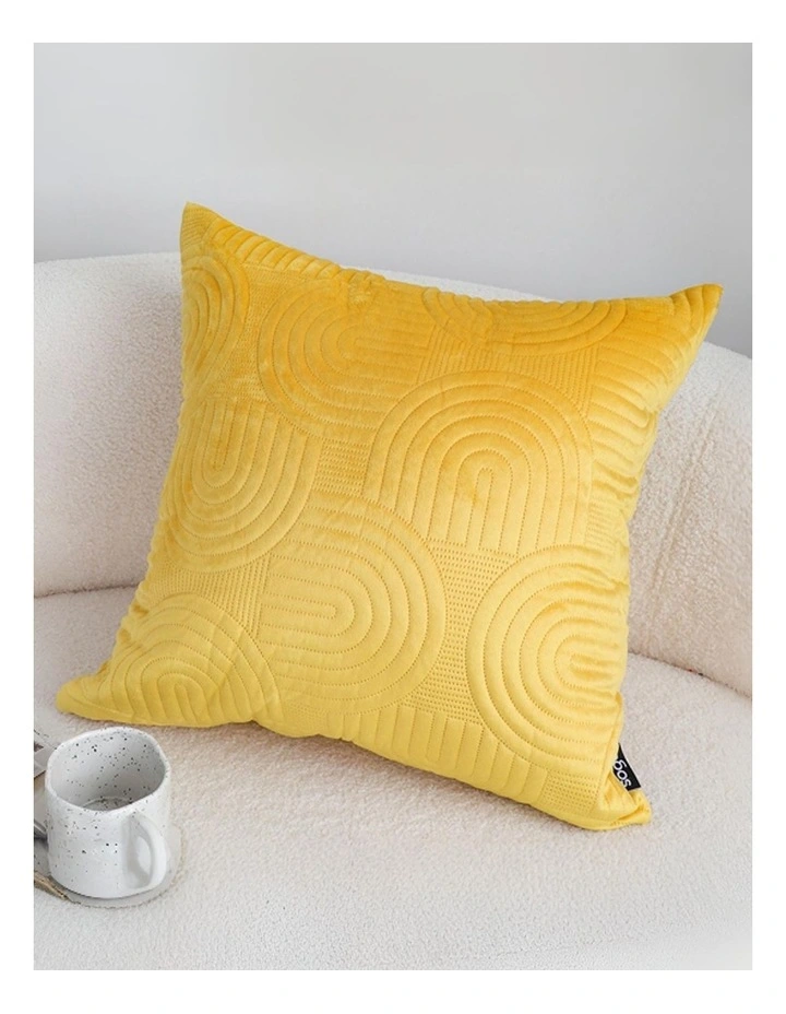 SOGA 2 Pack Yellow Textured Geometric Throw Pillow 50cm image 2
