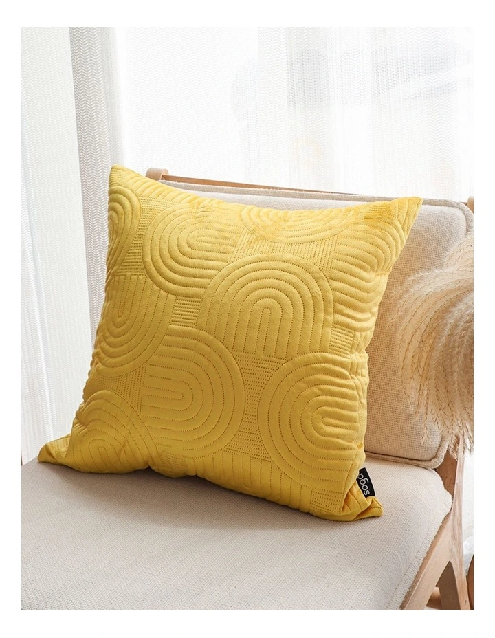 SOGA 2 Pack Yellow Textured Geometric Throw Pillow 50cm image 4