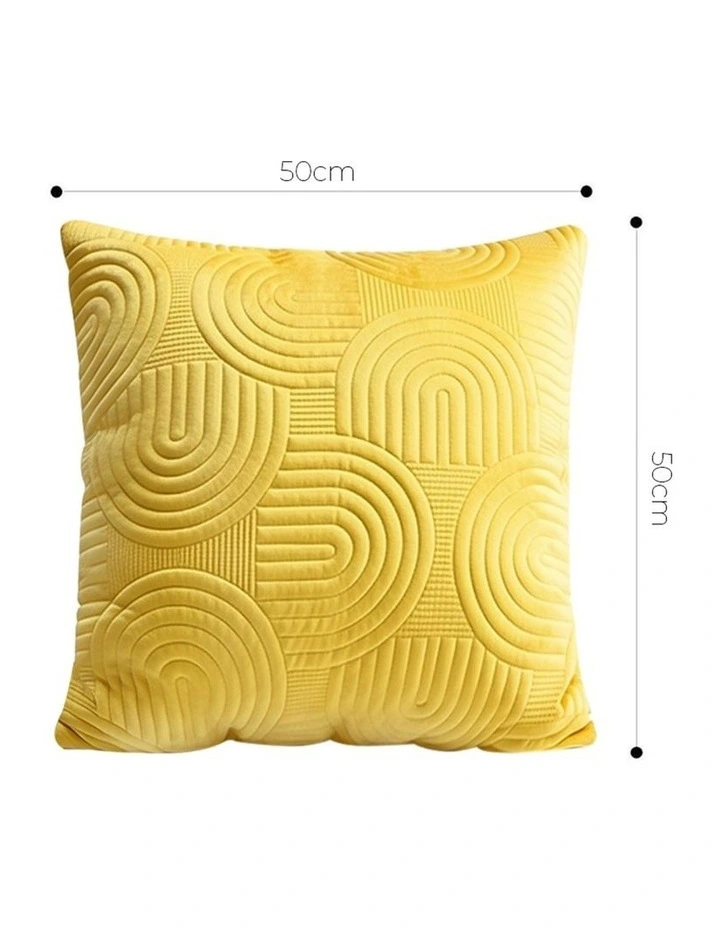 SOGA 2 Pack Yellow Textured Geometric Throw Pillow 50cm image 5