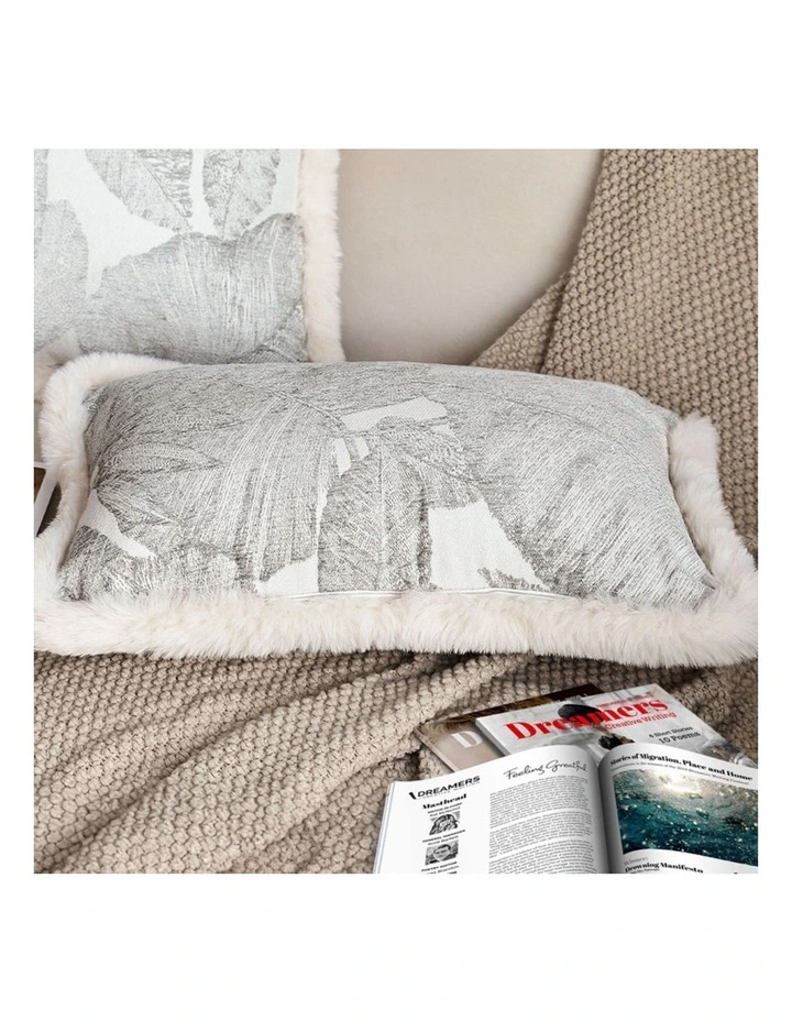 SOGA 35cm Wabi-sabi Rectangular Raised Embroidery Leaf & Lumbar Throw Pillow image 3