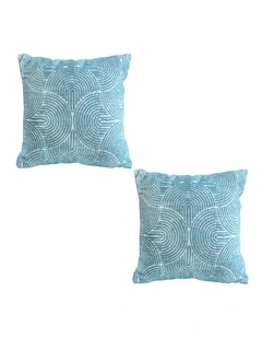 SOGA 2X 50cm Blue Throw Pillow Geometric Indoor and Outdoor Corded for Home Decor