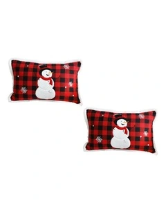 SOGA 2X 30cm Throw Pillow Red Christmas Snowman Lumbar Cushion for Festive Holiday Winter Home Decor