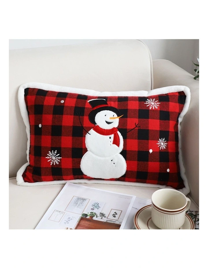 SOGA 2X 30cm Throw Pillow Red Christmas Snowman Lumbar Cushion for Festive Holiday Winter Home Decor image 2