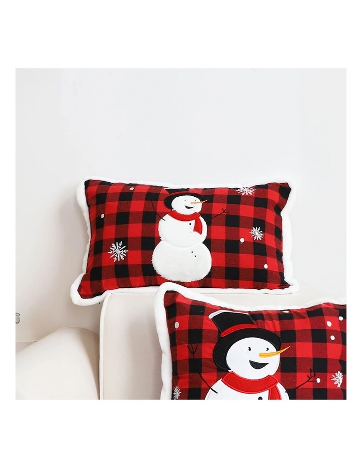 SOGA 2X 30cm Throw Pillow Red Christmas Snowman Lumbar Cushion for Festive Holiday Winter Home Decor image 3