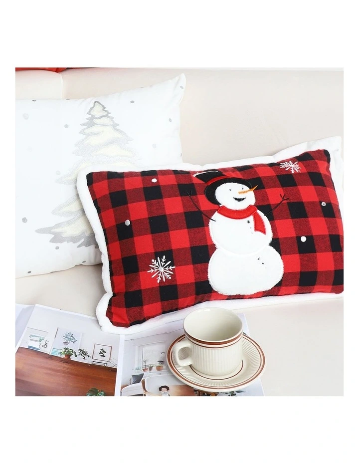 SOGA 2X 30cm Throw Pillow Red Christmas Snowman Lumbar Cushion for Festive Holiday Winter Home Decor image 6