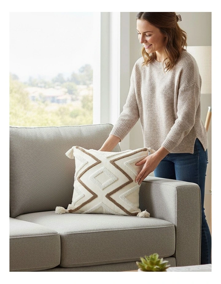 SOGA 2 Pack Boho Tufted Tassel White Brown Cushion Cover 45cm image 7