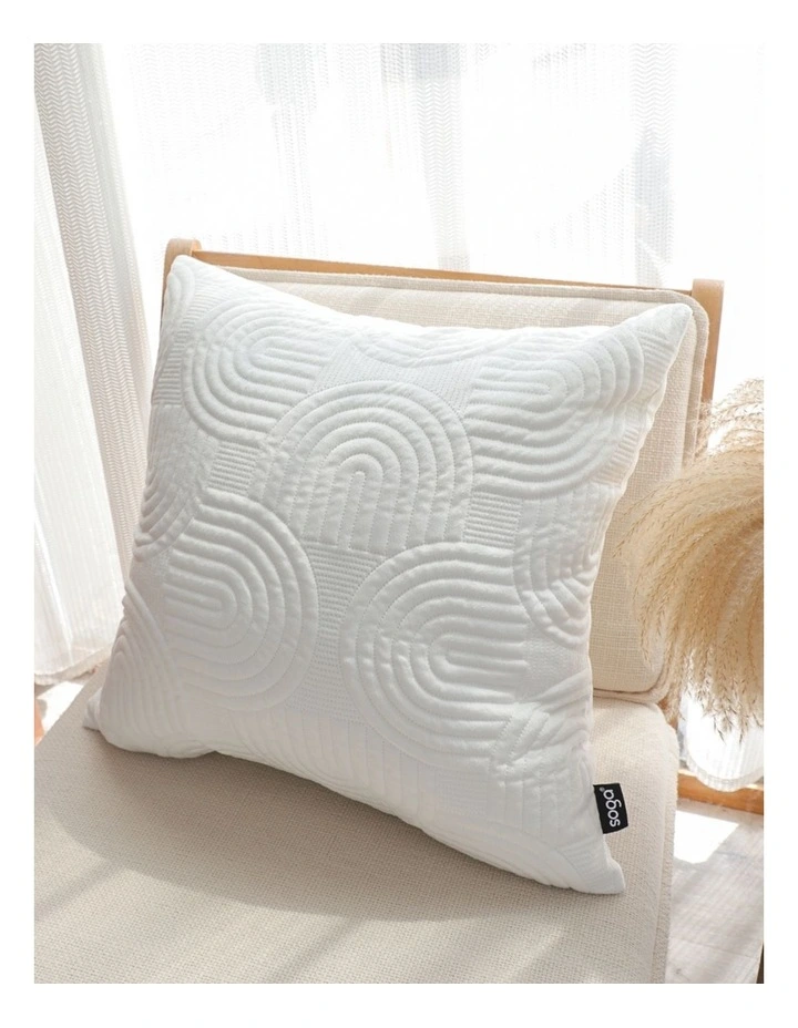 SOGA 2 Pack White Textured Geometric Throw Pillow 50cm image 2