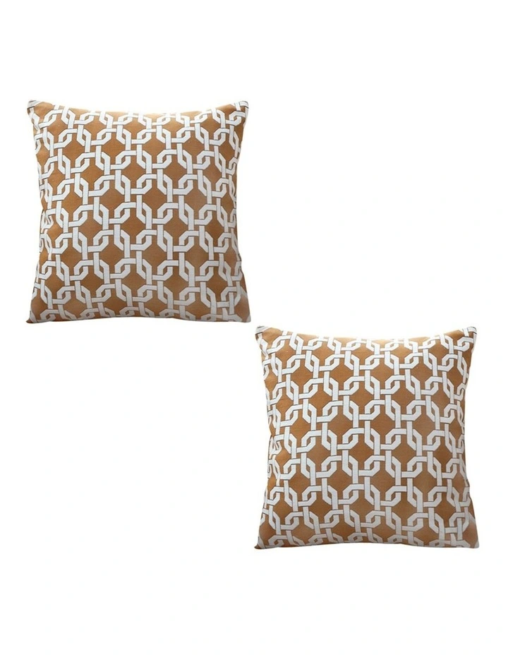 SOGA 2X 50cm Brown Checkered Chain Jacquard Square Pillow Decorative Cushion for Home Decor image 1
