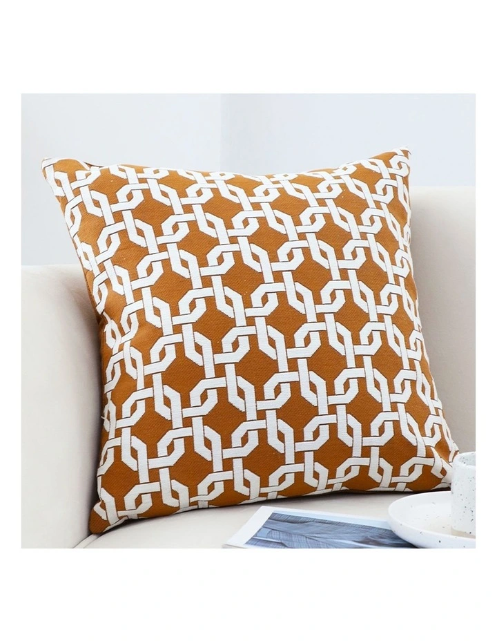 SOGA 2X 50cm Brown Checkered Chain Jacquard Square Pillow Decorative Cushion for Home Decor image 3
