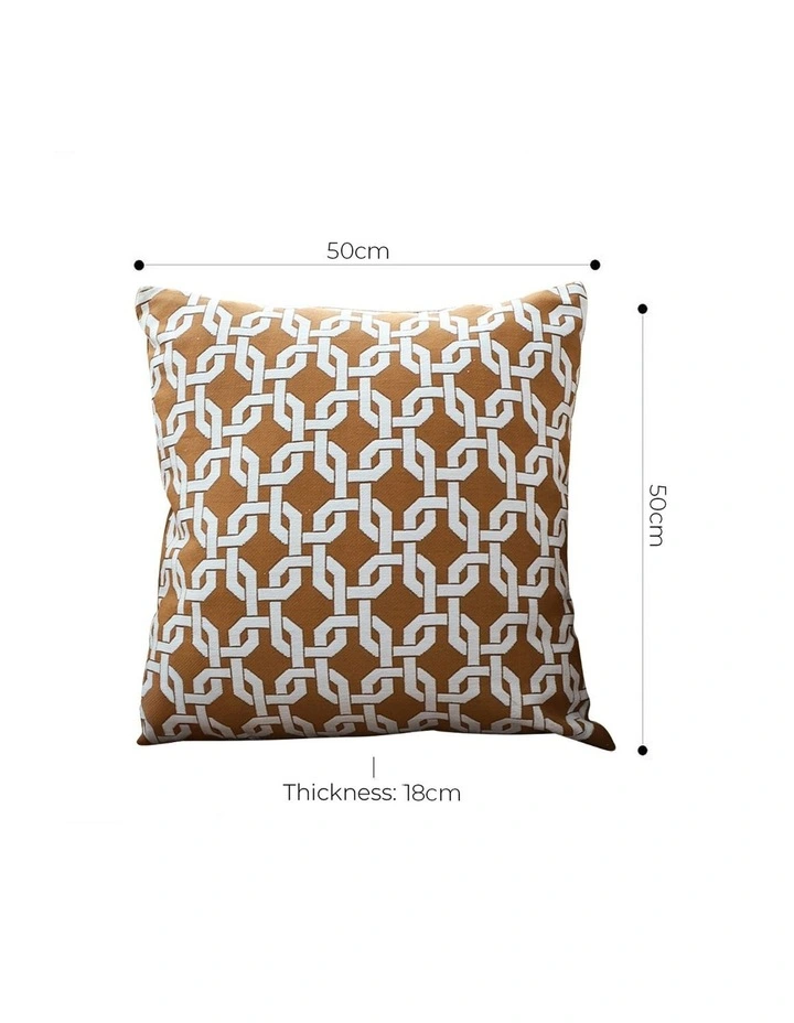 SOGA 2X 50cm Brown Checkered Chain Jacquard Square Pillow Decorative Cushion for Home Decor image 5