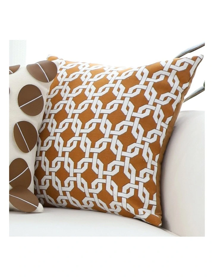 SOGA 2X 50cm Brown Checkered Chain Jacquard Square Pillow Decorative Cushion for Home Decor image 7