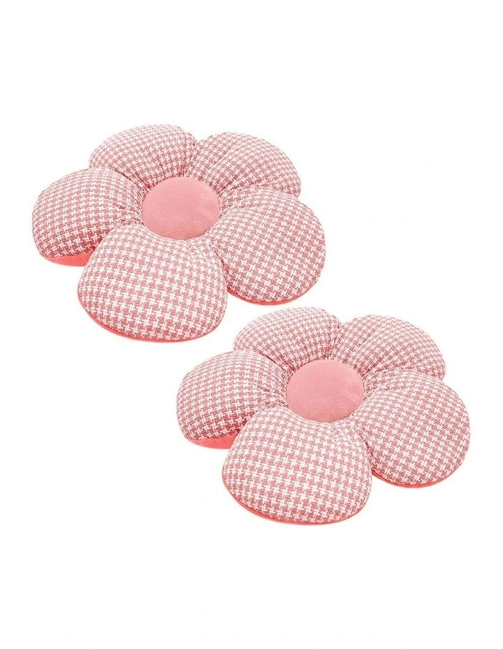 SOGA 2 Pack 45cm Pink Flower Floor Cushions image 1