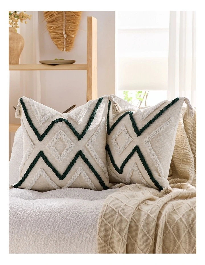 SOGA 2 Pack Boho Tufted Tassel Cushion Cover 45cm image 3