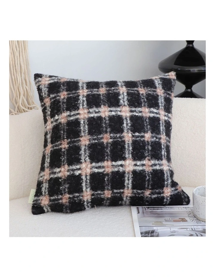 SOGA 2X 50cm Modern Plaid Pattern Blush Pink Gray Decorative Throw Pillow image 2