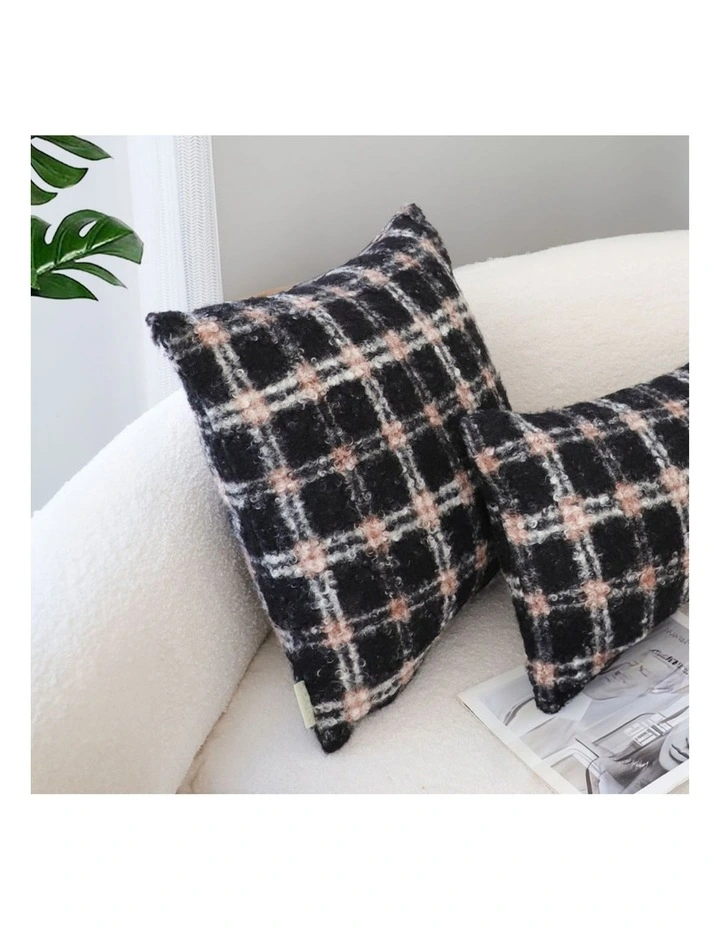 SOGA 2X 50cm Modern Plaid Pattern Blush Pink Gray Decorative Throw Pillow image 6