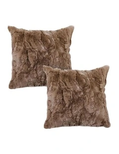 SOGA 2 Pack Brown Faux Fur Cushion 50x50x18cm