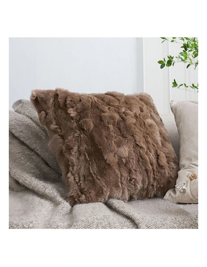 SOGA 2 Pack Brown Faux Fur Cushion 50x50x18cm image 3