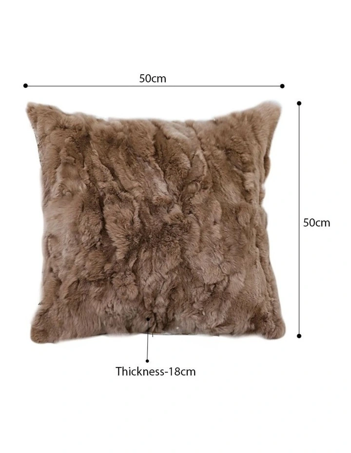SOGA 2 Pack Brown Faux Fur Cushion 50x50x18cm image 5