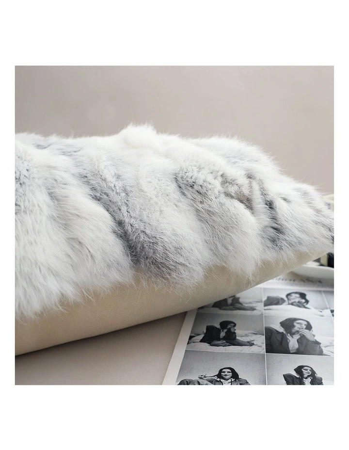 SOGA 2X 30cm Throw Pillow Floral Gray Rabbit Fur Lumbar Warm Cozy Decorative Cushion Home Decor image 3