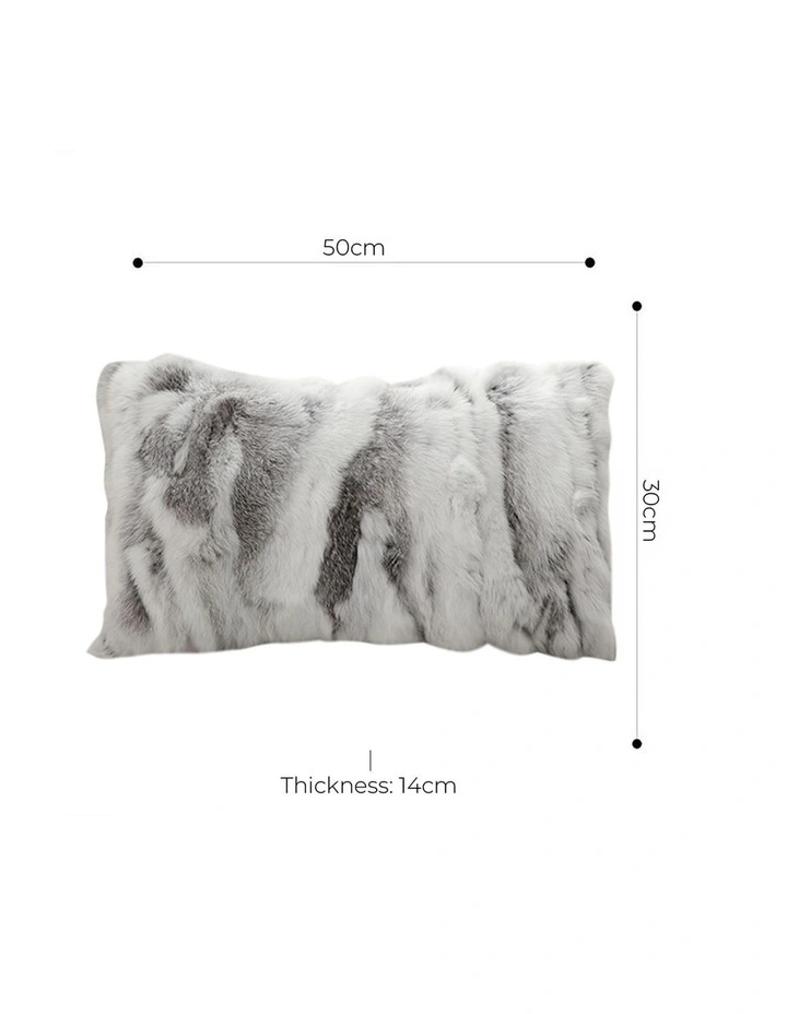 SOGA 2X 30cm Throw Pillow Floral Gray Rabbit Fur Lumbar Warm Cozy Decorative Cushion Home Decor image 5
