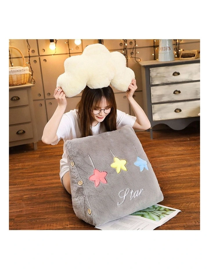 SOGA Grey Star Cloud Cushion Plush Lumbar Support Pillow Decor image 3