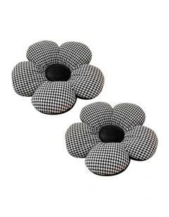 SOGA 2 Pack 45cm Black Flower Floor Cushions