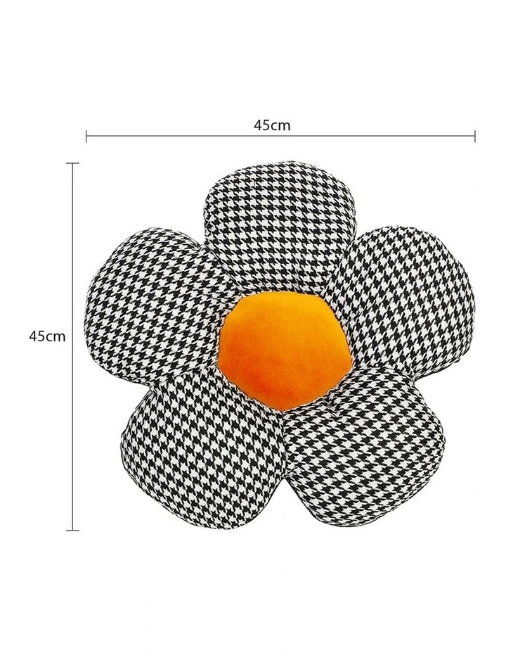 SOGA 2 Pack 45cm Black Flower Floor Cushions with Orange Centres image 6