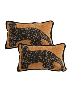 SOGA 2X 30cm Stylish Golden Yellow Black Leopard Pattern Throw Pillow