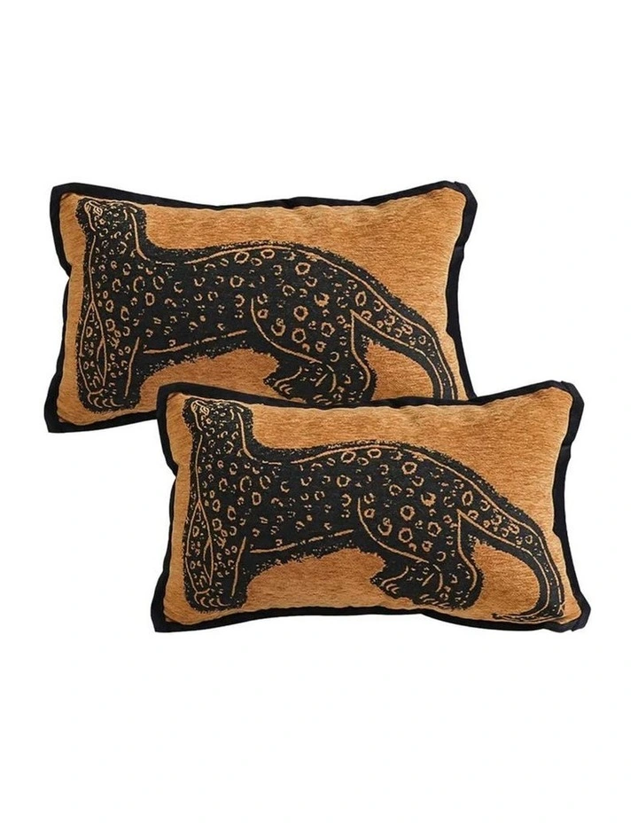 SOGA 2X 30cm Stylish Golden Yellow Black Leopard Pattern Throw Pillow image 1