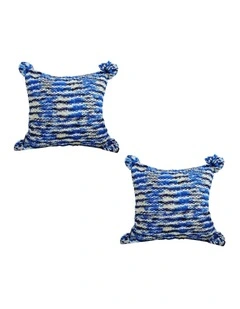 SOGA 2X 45cm Throw Pillow Deep Sea Blue Gradient Dyed Decorative Soft Square for Couch or Bed