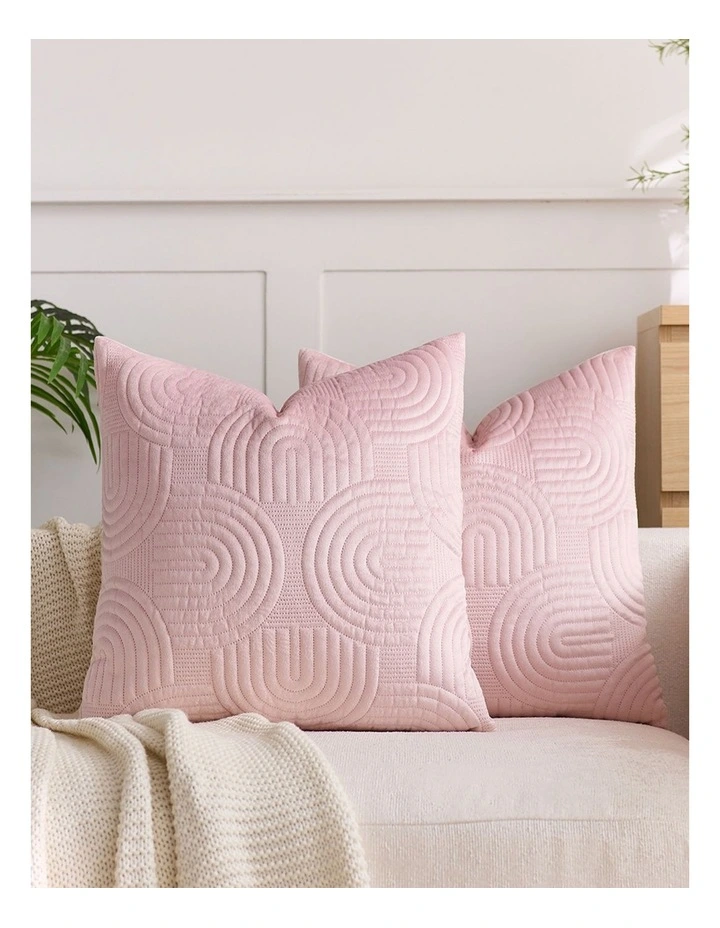 SOGA 2 Pack Pink Textured Geometric Throw Pillow 50cm image 3