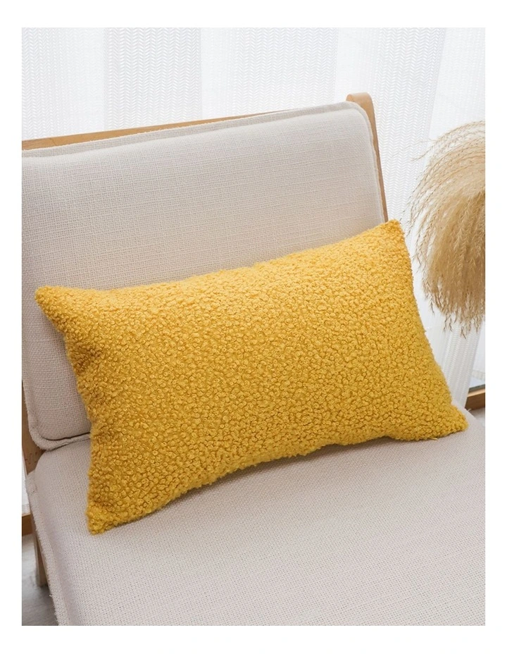 SOGA 2 Pack Mustard Boucle Lumbar Cushion Cover 30x50cm image 3