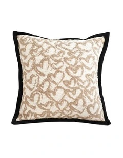 SOGA 2X 50cm Elegant Beige Scrollwork Pattern Black Trim Decorative Throw Pillow