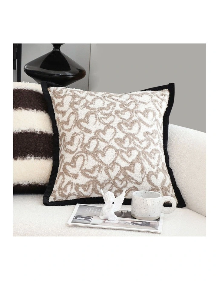 SOGA 2X 50cm Elegant Beige Scrollwork Pattern Black Trim Decorative Throw Pillow image 3