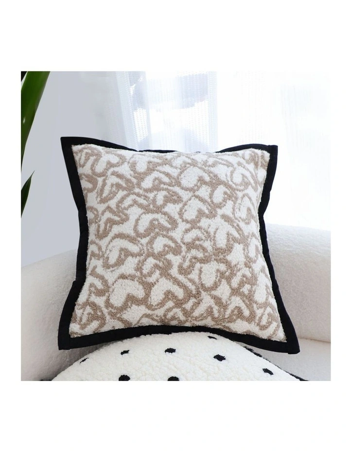 SOGA 2X 50cm Elegant Beige Scrollwork Pattern Black Trim Decorative Throw Pillow image 4