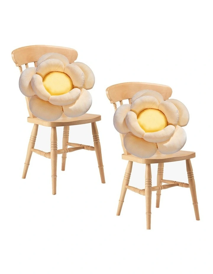 SOGA 2X Beige Flower Shape Plush Cushion Soft Decorative Pillow Home Decor image 1