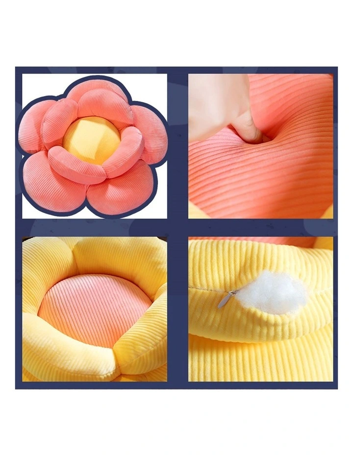 SOGA 2X Beige Flower Shape Plush Cushion Soft Decorative Pillow Home Decor image 3