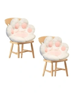 SOGA 2X 70cm White Paw Shape Plush Cushion Sofa Pillow Home Decor