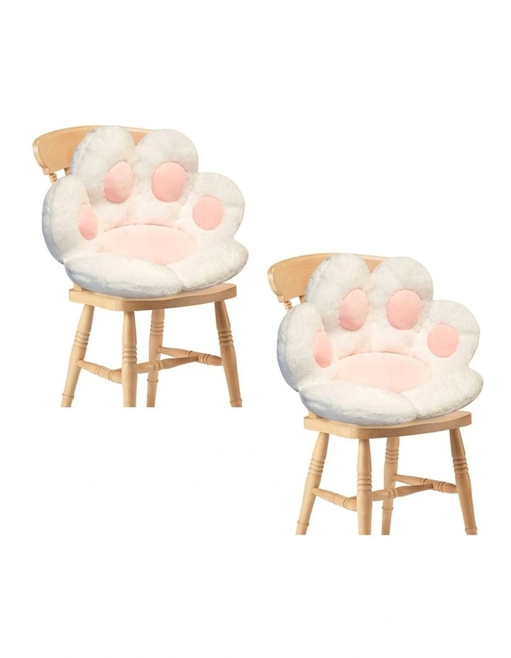 SOGA 2X 70cm White Paw Shape Plush Cushion Sofa Pillow Home Decor image 1