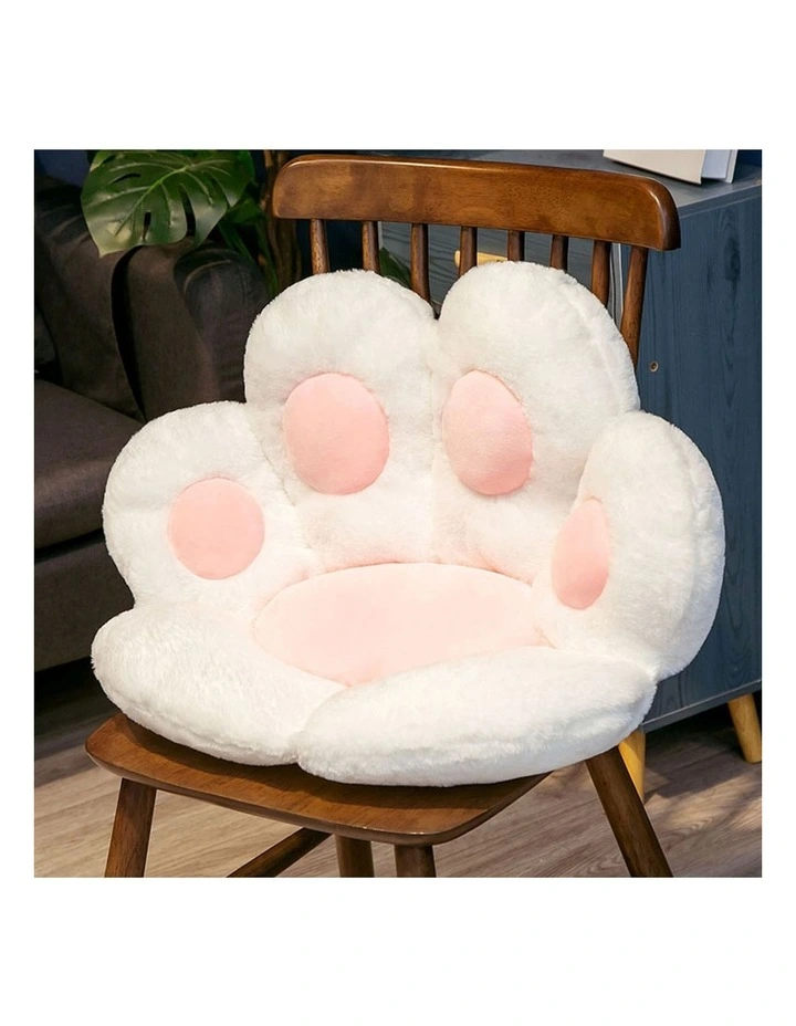 SOGA 2X 70cm White Paw Shape Plush Cushion Sofa Pillow Home Decor image 2