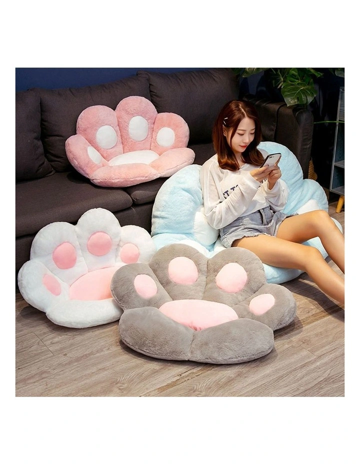 SOGA 2X 70cm White Paw Shape Plush Cushion Sofa Pillow Home Decor image 6