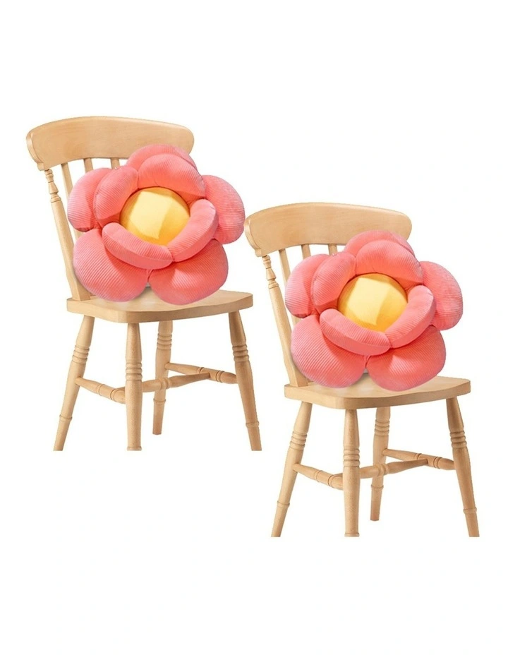 SOGA 2X Red Double Flower Shape Cushion image 1