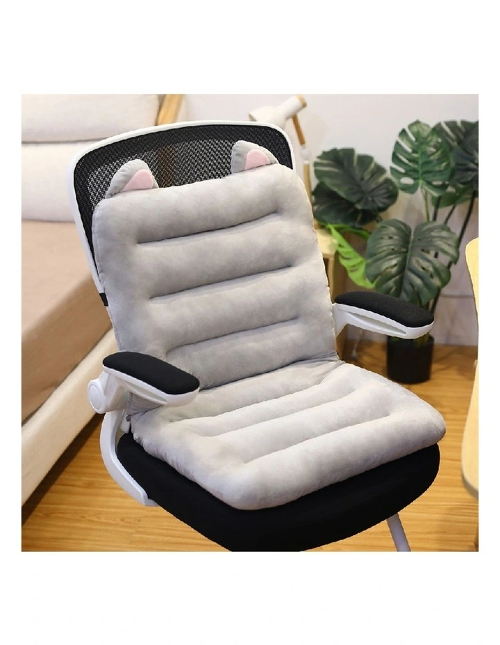 SOGA 2X Grey Siamese Chair Cushion with Cat Ears Back & Waist Support image 2