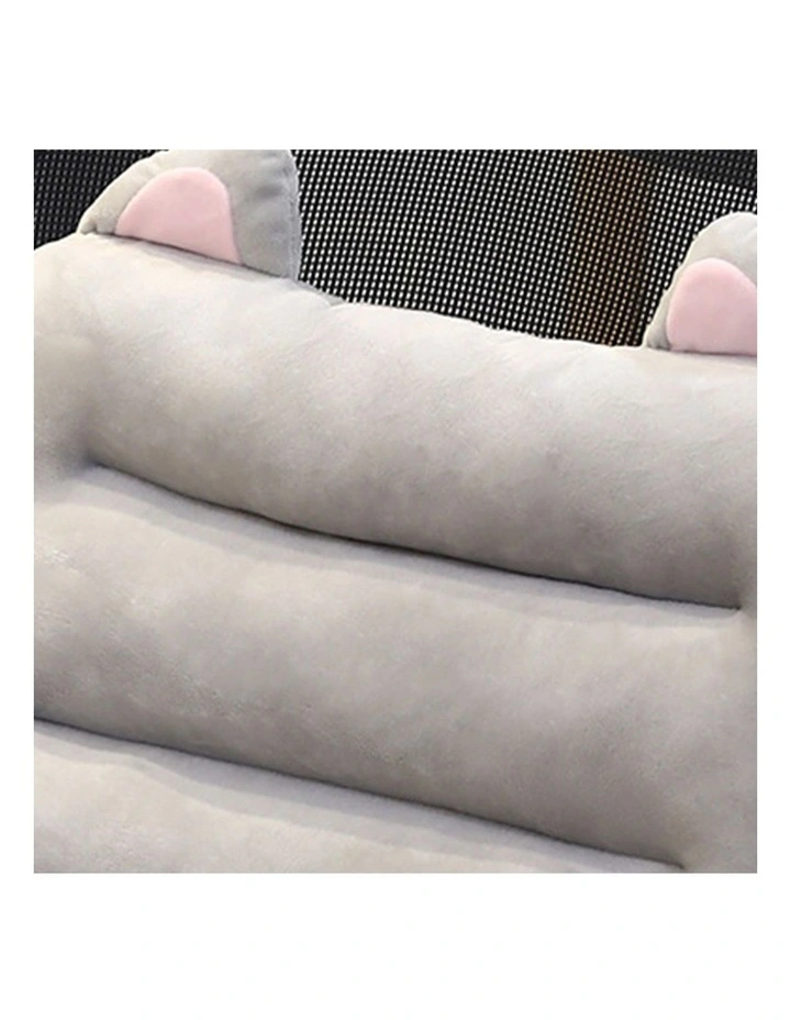 SOGA 2X Grey Siamese Chair Cushion with Cat Ears Back & Waist Support image 4