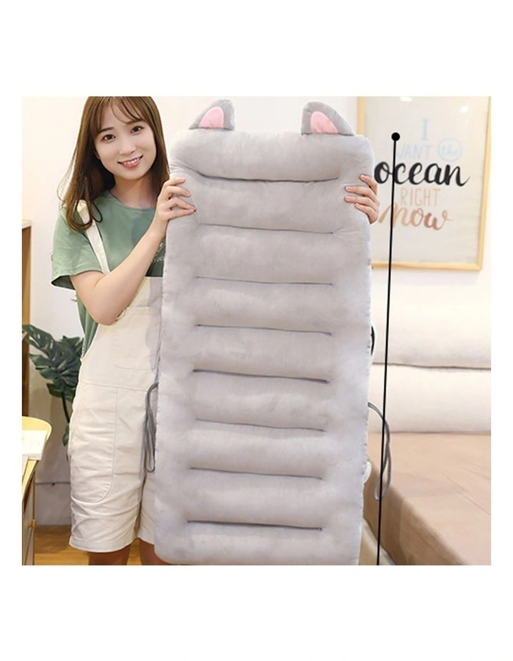 SOGA 2X Grey Siamese Chair Cushion with Cat Ears Back & Waist Support image 5