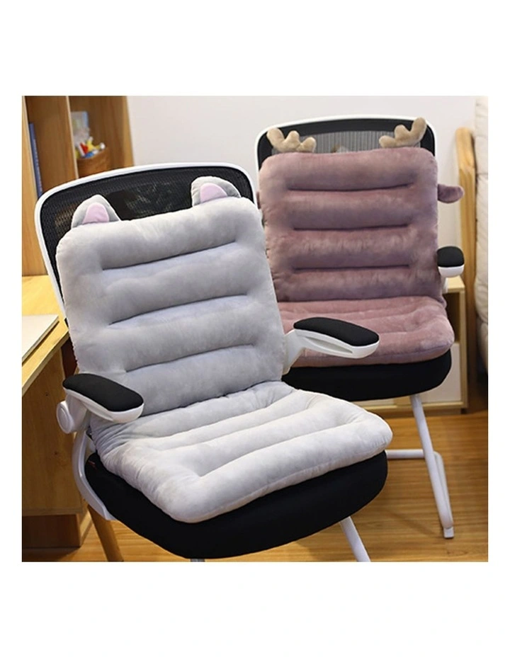 SOGA 2X Grey Siamese Chair Cushion with Cat Ears Back & Waist Support image 6