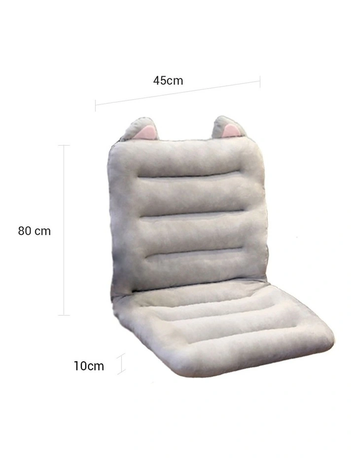 SOGA 2X Grey Siamese Chair Cushion with Cat Ears Back & Waist Support image 7