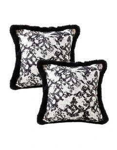 SOGA 2X 45cm Vintage Black Herringbone Pillowcase Set & Square Throw Pillow