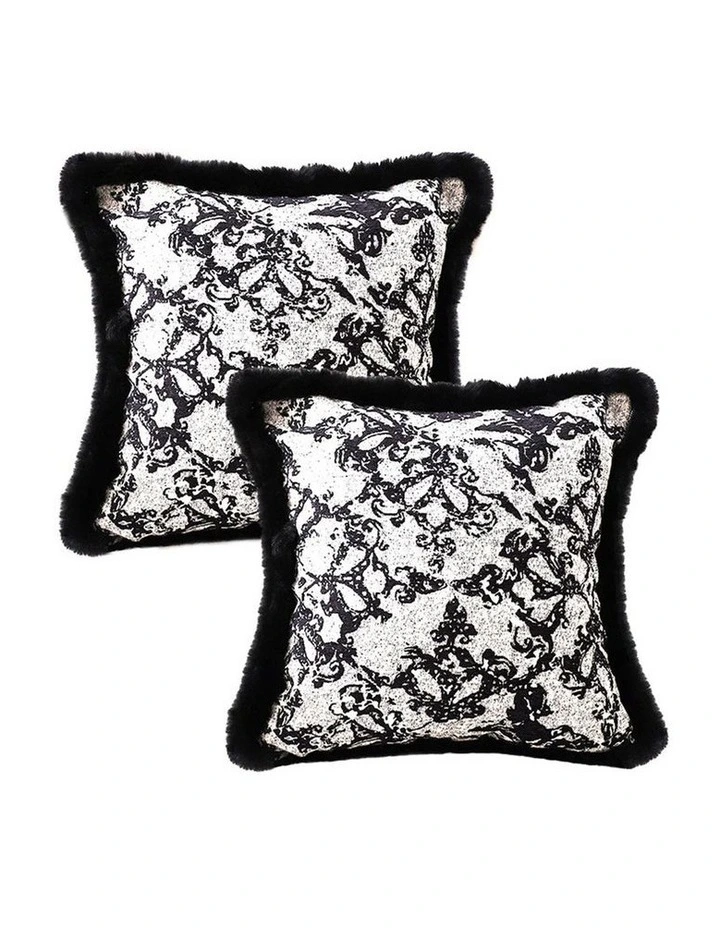 SOGA 2X 45cm Vintage Black Herringbone Pillowcase Set & Square Throw Pillow image 1