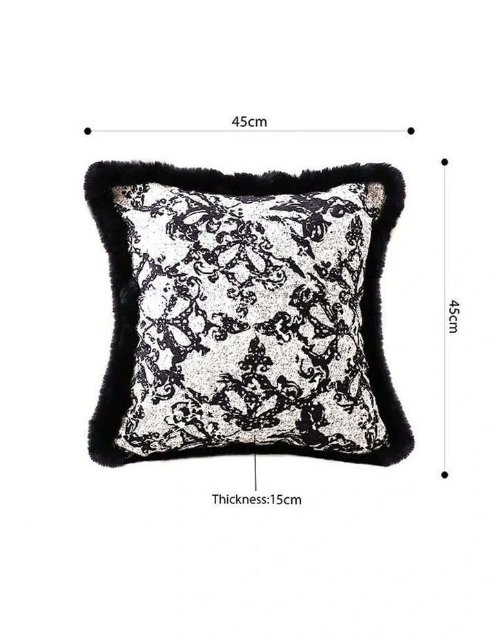 SOGA 2X 45cm Vintage Black Herringbone Pillowcase Set & Square Throw Pillow image 5